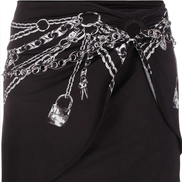 Paco Rabanne Gray and Silver Chain Detail Skirt - Picture 1 of 11